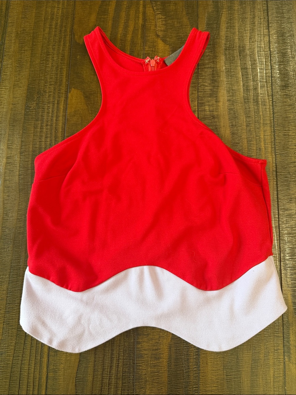 Red and Purple Scallop Hem Sleeveless Top